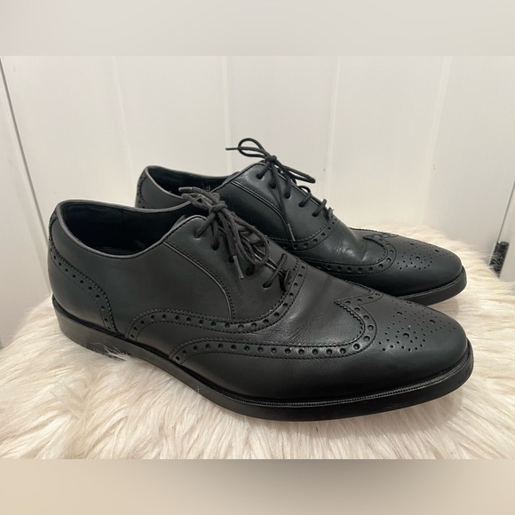 Cole Haan Mens Shoes Hamilton Grand Wing Tip Oxford Black Size 10 Lace up - Picture 1 of 10